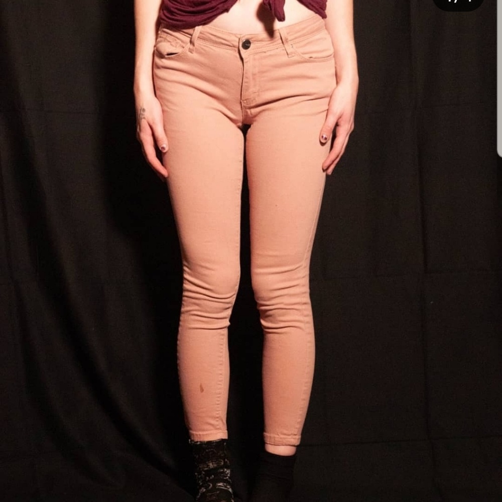 Coral skinny jeans